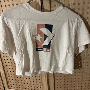 Converse Women's White and Pink Graphic Crop Top